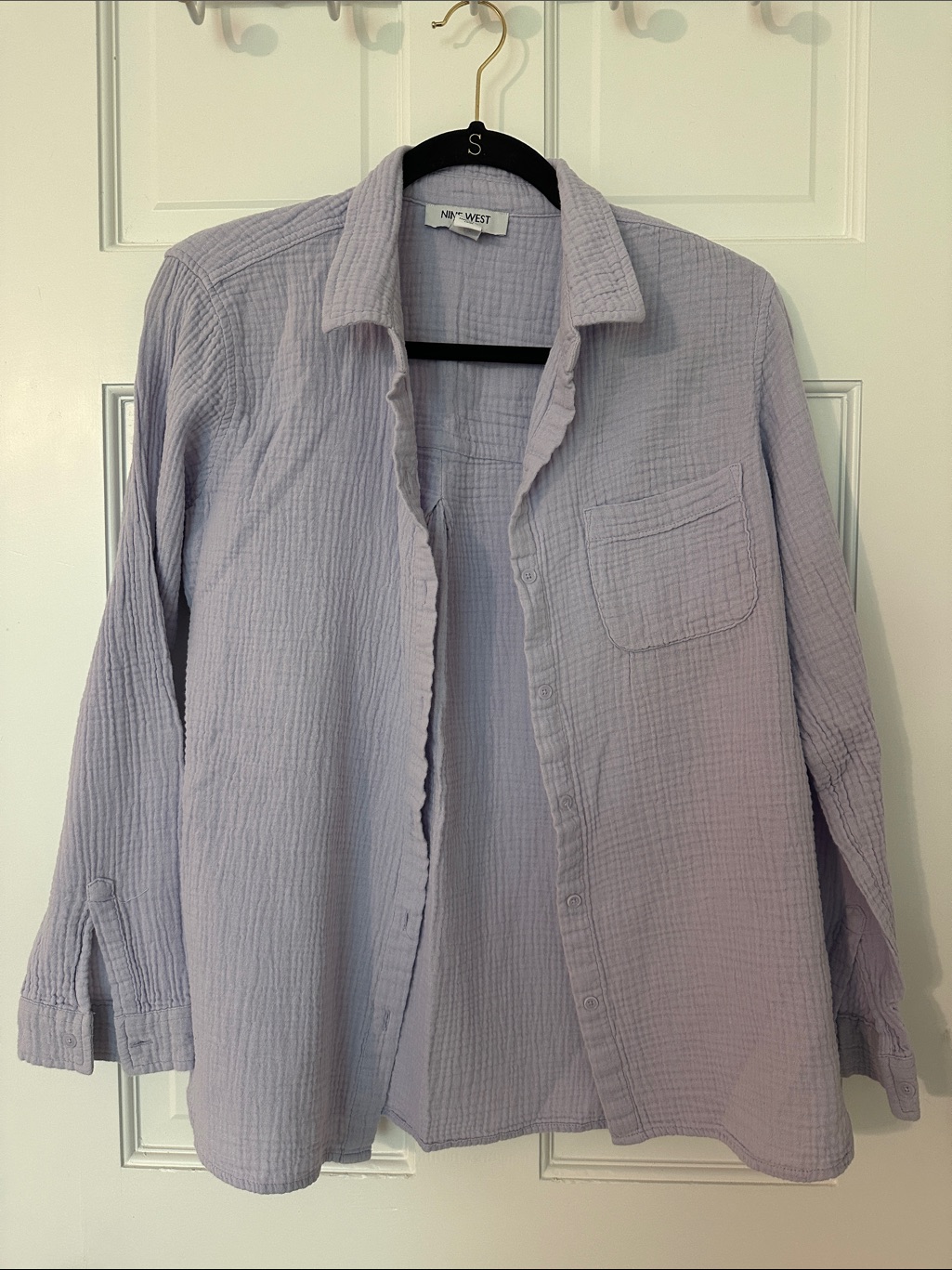 Nine West Jeans Pale Lavender Textured Button-Down Shirt